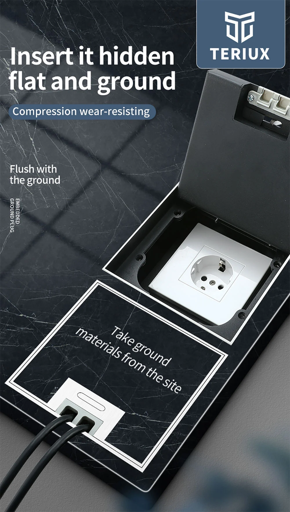 130recessed floor socket Adjustable bottom box